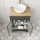 Lucia Graphite Grey Vanity with Oak Effect Top & Round Counter Top Basin 640mm - Brass Knurled Handles