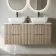 Crete Fluted Apex Oak Double Wall Hung Drawer Vanity with Marble Top & Curved Basin 1200mm