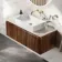 Malta Fluted Black Walnut Wall Hung Drawer Vanity with Marble Top & Cody Basin 1000mm