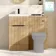 Havana Fluted Country Oak Basin Vanity and Back To Wall Toilet Unit 1000mm (Excludes Toilet) - Black Accents