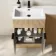 Havana Fluted Country Oak Combination Vanity Basin and Tucson Toilet 1100mm - Black Accents - Left Handed