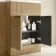 Havana Fluted Country Oak Combination Vanity Basin and Houston Toilet 1100mm - Black Accents - Right Handed