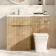 Havana Fluted Country Oak Combination Vanity Basin and Houston Toilet 1100mm - Chrome Handles - Left Handed