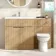Havana Fluted Country Oak Combination Vanity Basin and Aruba Toilet 1300mm - Chrome Handles