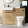 Sicily Fluted Country Oak Combination Vanity Basin and Aruba Toilet 1200mm - Black Accents