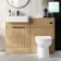 Sicily Fluted Country Oak Combination Vanity Basin and Miami Toilet 1200mm - Black Accents