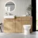 Sicily Fluted Country Oak Combination Vanity Basin and Miami Toilet 1500mm - Chrome Handles