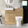 Sicily Fluted Country Oak Combination Vanity Basin and Aruba Toilet 1000mm - Chrome Handles
