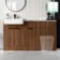 Sicily Fluted Black Walnut Combination Vanity Basin with Marble Top 1500mm (Excludes Toilet) - Black Accents