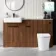 Sicily Fluted Black Walnut Combination Vanity Basin with Marble Top & Tucson Toilet 1500mm - Black Accents
