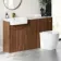 Sicily Fluted Black Walnut Combination Vanity Basin with Marble Top & Utah Comfort Height Toilet 1500mm - Brushed Brass Accents