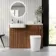 Sicily Fluted Black Walnut Combination Vanity Basin and Utah Comfort Height Toilet 1200mm - Chrome Handles - Left Handed