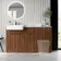 Sicily Fluted Black Walnut Combination Vanity Basin with Marble Top 1500mm (Excludes Toilet) - Chrome Handles