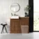 Sicily Fluted Black Walnut Basin Vanity with Marble Top & Back To Wall Unit 1000mm (Excludes Toilet) - Brushed Brass Accents