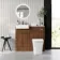 Sicily Fluted Black Walnut Combination Vanity Basin with Marble Top & Houston Toilet 1000mm - Chrome Handles
