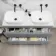 Trent Stone Grey Double Vanity Drawer with Marble Top & Curved Counter Top Basin 1200mm