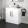 Avon Gloss White Vanity with Marble Top & Oval Counter Top Basin 800mm - Black Accents