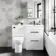 Avon Gloss White Combination Basin Drawer and Aruba Toilet 1100mm - Black Accents - Right Handed
