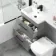 Avon Stone Grey Combination Basin Drawer and Atlanta Toilet 1100mm - Black Accents - Left Handed