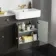 Monaco Graphite Grey Combination Vanity Basin with Marble Top 1500mm (Excludes Pan & Cistern) - Brushed Brass Accents
