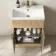 Havana Fluted Country Oak Combination Vanity Basin and Aruba Toilet 1100mm - Brushed Brass Accents