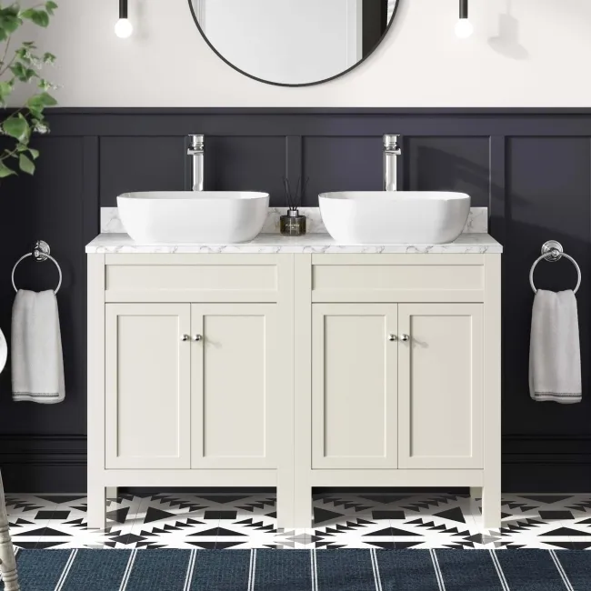 Bermuda Chalk White with Marble Top & Curved Counter Top Basin 1200mm