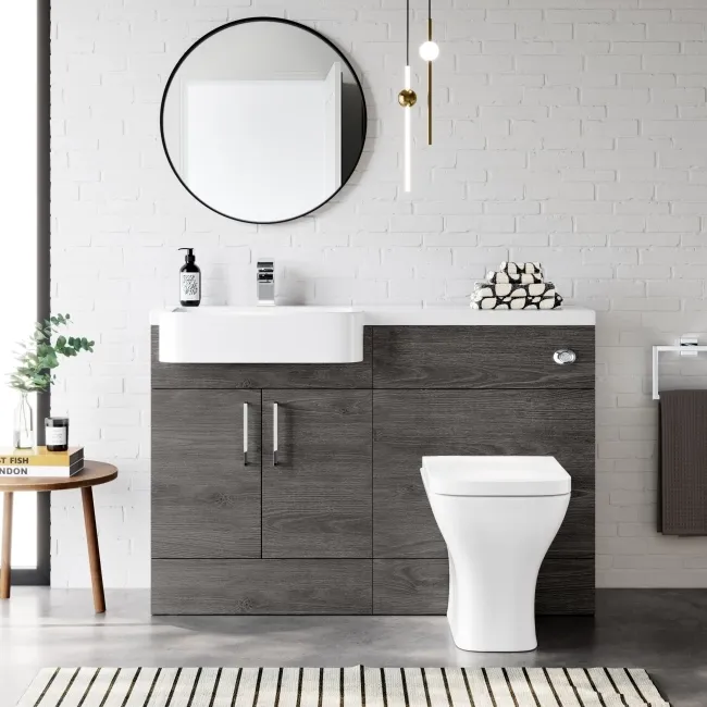 Harper Charcoal Elm Combination Vanity Basin and Atlanta Toilet 1200mm - Left Handed