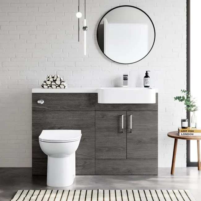 Harper Charcoal Elm Combination Vanity Basin and Aruba Toilet 1200mm - Right Handed