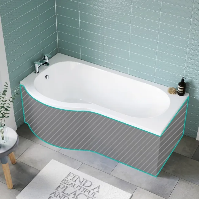 P Shaped 1600 Shower Bath - Left Handed