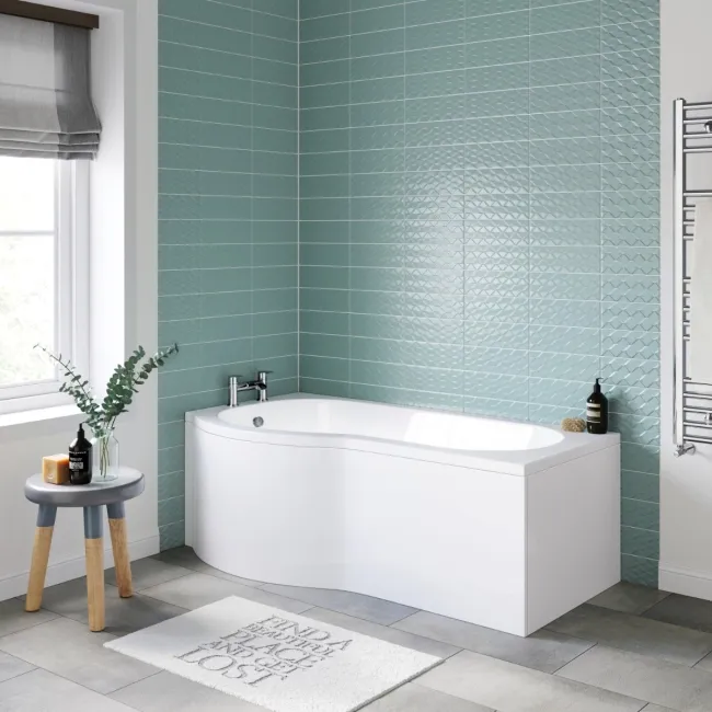 P Shaped 1600 Shower Bath - Left Handed