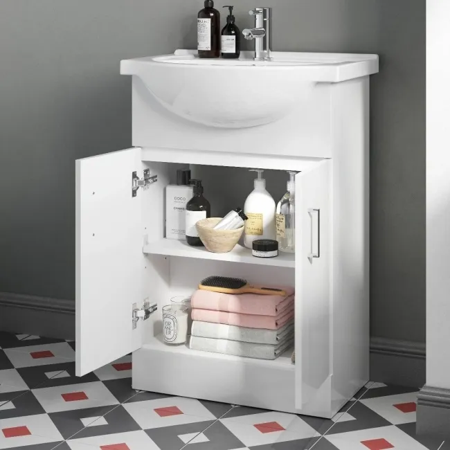 Quartz Gloss White Vanity with Semi Recessed Basin 550mm and Toilet Set