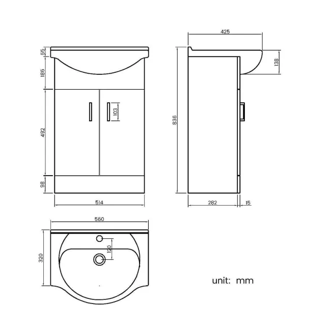 Quartz Gloss White Vanity with Semi Recessed Basin 550mm and Toilet Set