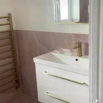 Elba Gloss White Wall Hung Basin Drawer Vanity 800mm - Brushed Brass Accents