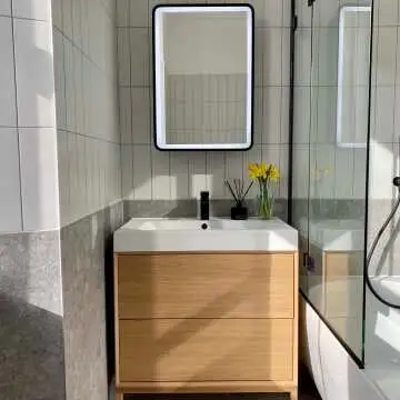 Olivia Black Framed Illuminated LED Mirror Cabinet 710x500mm