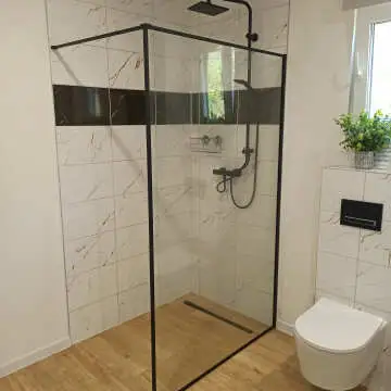 Munich Matt Black Framed Easy Clean 8mm Wet Room Shower Glass Panel 1200mm