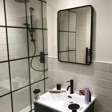 Olivia Black Framed Mirror Cabinet 710x500mm