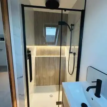 Helsinki Matt Black Premium Easy Clean 8mm Hinged Shower Door 1000mm