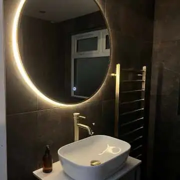 Delilah Brushed Brass Round Backlit Illuminated LED Mirror 800mm