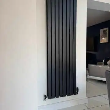 Faro Matt Black Double Flat Panel Vertical Radiator 1800x560mm