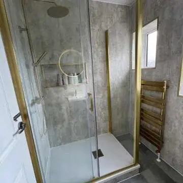 Santorini Brushed Brass Flat Panel Heated Towel Rail 1000x450mm