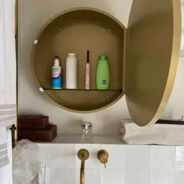Mollie Matt Brass Round Mirror Cabinet 600mm