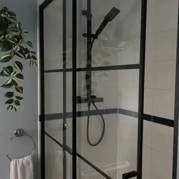 London Matt Black Grid 6mm Sliding Shower Door 1200mm
