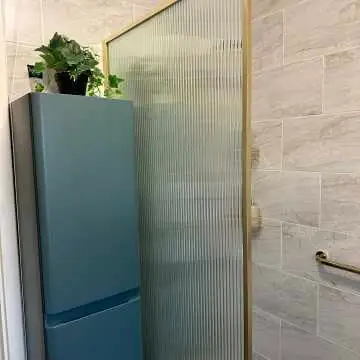 Munich Fluted Effect Brushed Brass Easy Clean 8mm Wet Room Shower Glass Panel 800mm