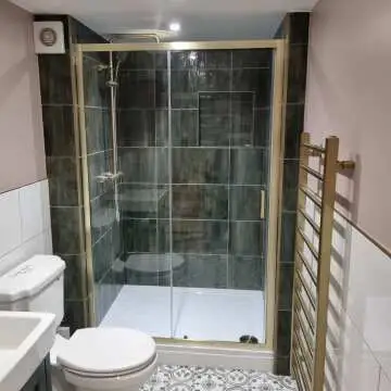 London Brushed Brass 6mm Sliding Shower Door 1200mm