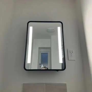 Olivia Battery Powered Black Framed Illuminated LED Mirror Cabinet 610x450mm