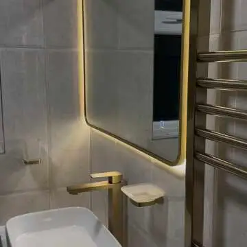 Mila Brushed Brass Backlit llluminated LED Mirror 800x600mm