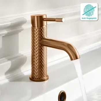 Suir Brushed Copper Basin Mixer Tap with Knurled Detailing