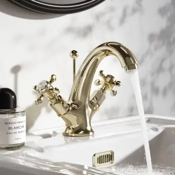 Avoca Traditional English Gold Basin Mixer Tap & Pop-Up Waste