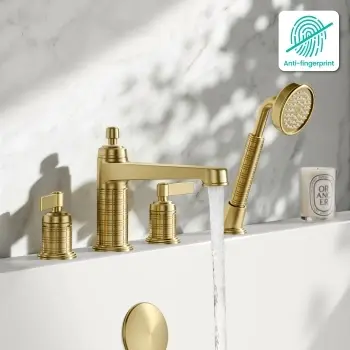 Corrib Brushed Brass Bath Mixer Tap & Handheld Shower