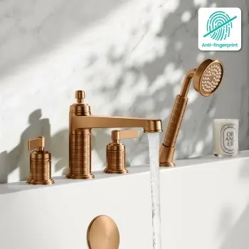 Corrib Brushed Copper Bath Mixer Tap & Handheld Shower